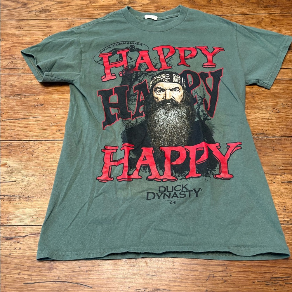 2012 Duck Dynasty Phil Robertson Green Happy, Happy, Happy Graphic T-Shirt